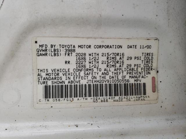 Photo 14 from auction – 2001 TOYOTA RAV4 with VIN JTEHH20V910050556