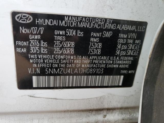 Photo 14 from auction – 2018 HYUNDAI SANTA FE S with VIN 5NMZU4LA1JH089103