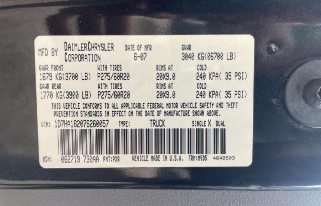 Photo 10 from auction – 2007 DODGE RAM 1500 S with VIN 1D7HA18207S260057