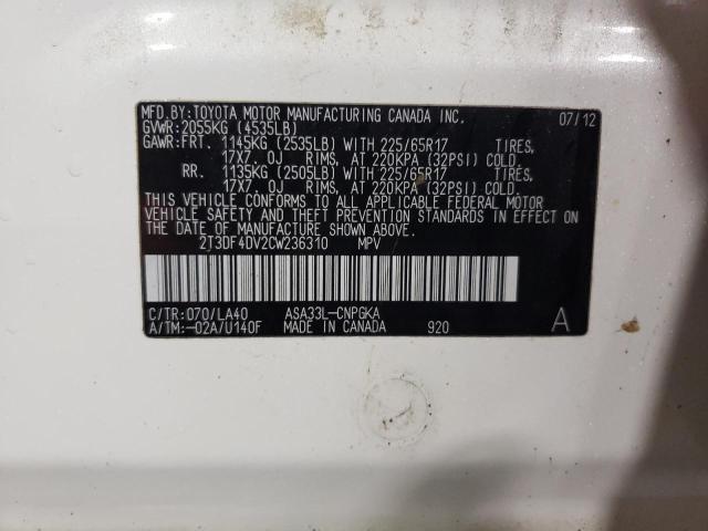Photo 14 from auction – 2012 TOYOTA RAV4 LIMIT with VIN 2T3DF4DV2CW236310