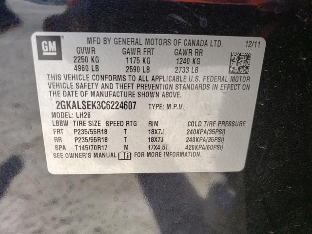 Photo 14 from auction – 2012 GMC TERRAIN SL with VIN 2GKALSEK3C6224607