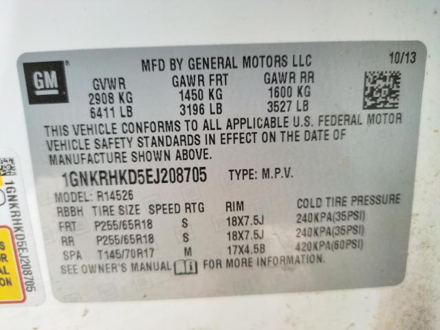 Photo 14 from auction – 2014 CHEVROLET TRAVERSE L with VIN 1GNKRHKD5EJ208705