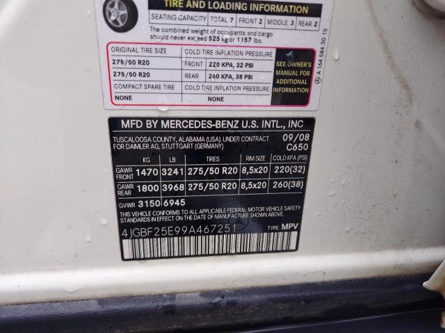 Photo 10 from auction – 2009 MERCEDES-BENZ GL with VIN 4JGBF25E99A467251