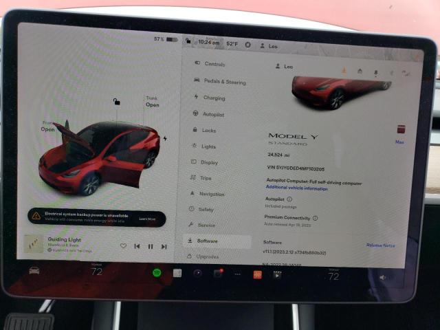 Photo 9 from auction – 2021 TESLA MODEL Y with VIN 5YJYGDED4MF103205