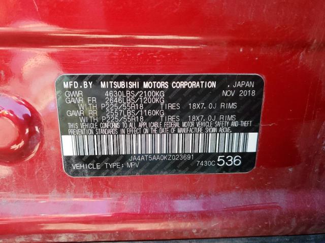 Photo 14 from auction – 2019 MITSUBISHI ECLIPSE CR with VIN JA4AT5AA0KZ023691