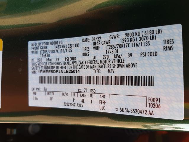 Photo 14 from auction – 2022 FORD BRONCO BAS with VIN 1FMEE5DP2NLB25014