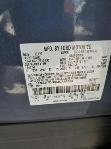 Photo 14 from auction – 2021 FORD EXPLORER X with VIN 1FMSK7DHXMGA68083