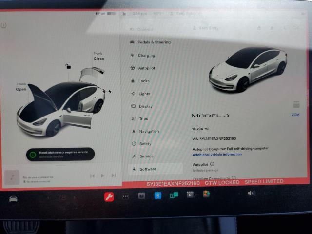 Photo 9 from auction – 2022 TESLA MODEL 3 with VIN 5YJ3E1EAXNF252160
