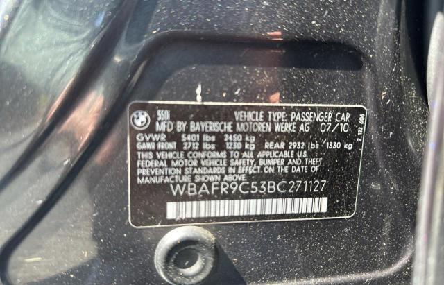 Photo 10 from auction – 2011 BMW 550 I with VIN WBAFR9C53BC271127