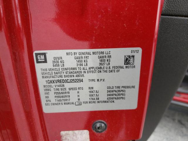 Photo 14 from auction – 2012 GMC ACADIA SLT with VIN 1GKKVRED0CJ252294
