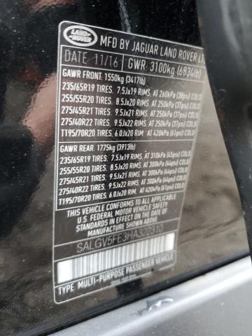 Photo 14 from auction – 2017 LAND ROVER RANGE ROVE with VIN SALGV5FE3HA322310
