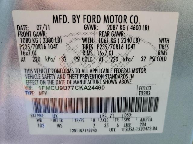 Photo 14 from auction – 2012 FORD ESCAPE XLT with VIN 1FMCU9D77CKA24460
