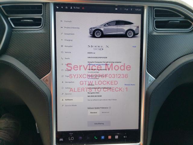 Photo 9 from auction – 2016 TESLA MODEL X with VIN 5YJXCBE27GF031236