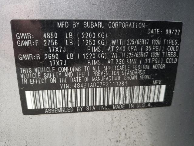 Фото 14 с аукциона – 2023 SUBARU OUTBACK PR с VIN 4S4BTADC7P3113281