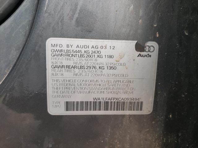 Photo 14 from auction – 2012 AUDI Q5 PREMIUM with VIN WA1LFAFPXCA093494