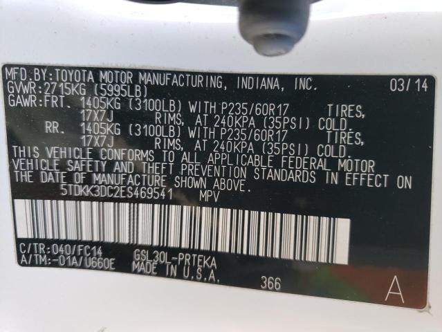 Photo 14 from auction – 2014 TOYOTA SIENNA LE with VIN 5TDKK3DC2ES469541