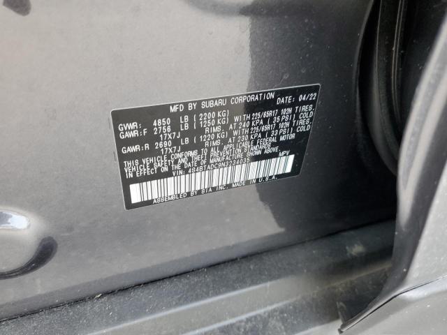 Photo 14 from auction – 2022 SUBARU OUTBACK PR with VIN 4S4BTADC9N3234035
