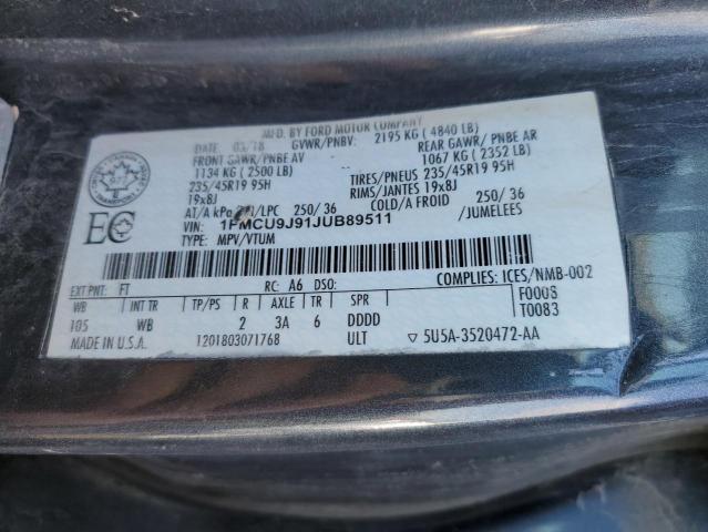 Photo 14 from auction – 2018 FORD ESCAPE TIT with VIN 1FMCU9J91JUB89511