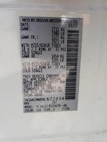Photo 14 from auction – 2017 NISSAN PATHFINDER with VIN 5N1DR2MN0HC672834