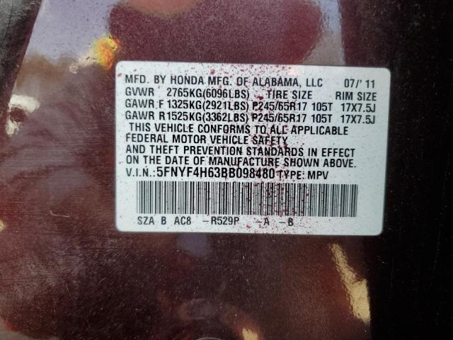 Photo 14 from auction – 2011 HONDA PILOT EXL with VIN 5FNYF4H63BB098480