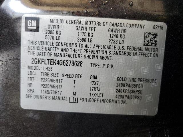 Photo 14 from auction – 2016 GMC TERRAIN SL with VIN 2GKFLTEK4G6278628