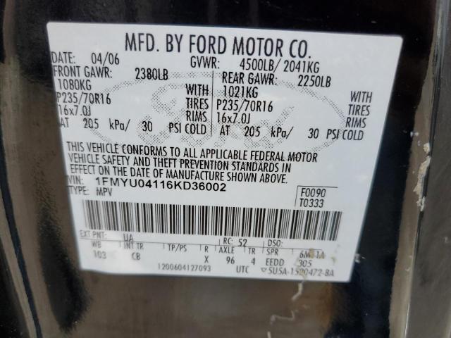 Photo 14 from auction – 2006 FORD ESCAPE LIM with VIN 1FMYU04116KD36002