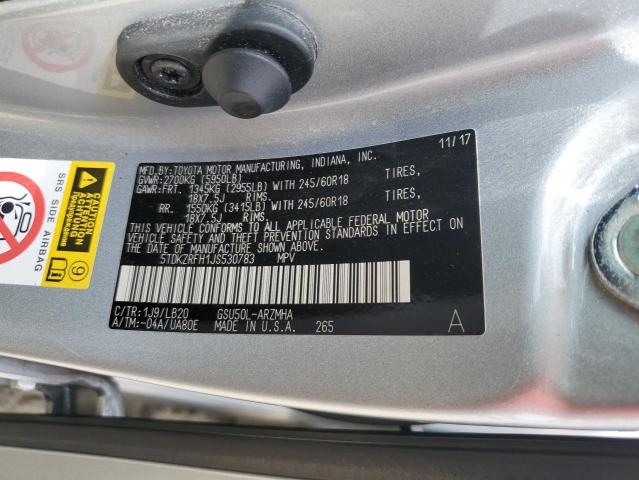 Photo 14 from auction – 2018 TOYOTA HIGHLANDER with VIN 5TDKZRFH1JS530783