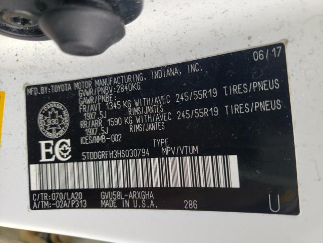 Photo 14 from auction – 2017 TOYOTA HIGHLANDER with VIN 5TDDGRFH3HS030794