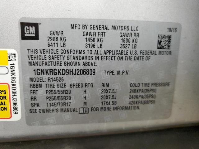 Photo 14 from auction – 2017 CHEVROLET TRAVERSE L with VIN 1GNKRGKD9HJ206809