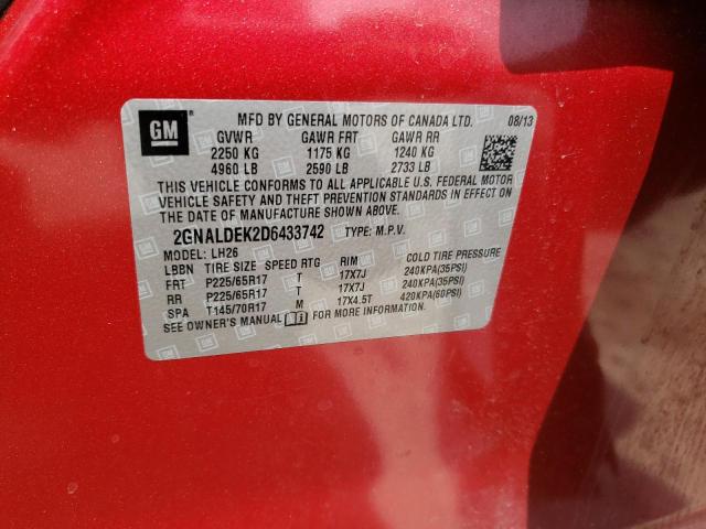 Photo 14 from auction – 2013 CHEVROLET EQUINOX LT with VIN 2GNALDEK2D6433742