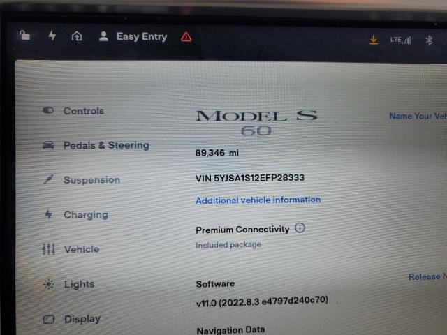 Photo 9 from auction – 2014 TESLA MODEL S with VIN 5YJSA1S12EFP28333