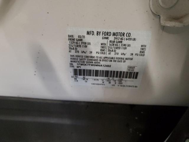 Photo 14 from auction – 2021 FORD EXPLORER L with VIN 1FM5K7FW0MNA12402