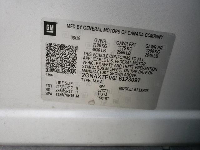 Photo 14 from auction – 2020 CHEVROLET EQUINOX LT with VIN 2GNAXTEV6L6123097