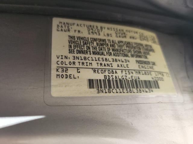 Photo 10 from auction – 2008 NISSAN VERSA S with VIN 3N1BC11E58L384634