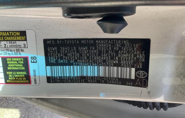 Photo 10 from auction – 2010 TOYOTA COROLLA BA with VIN 2T1BU4EE9AC405709