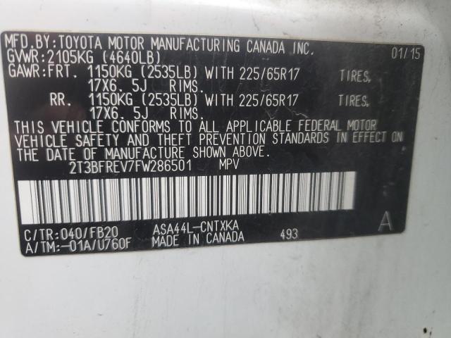 Photo 14 from auction – 2015 TOYOTA RAV4 LE with VIN 2T3BFREV7FW286501