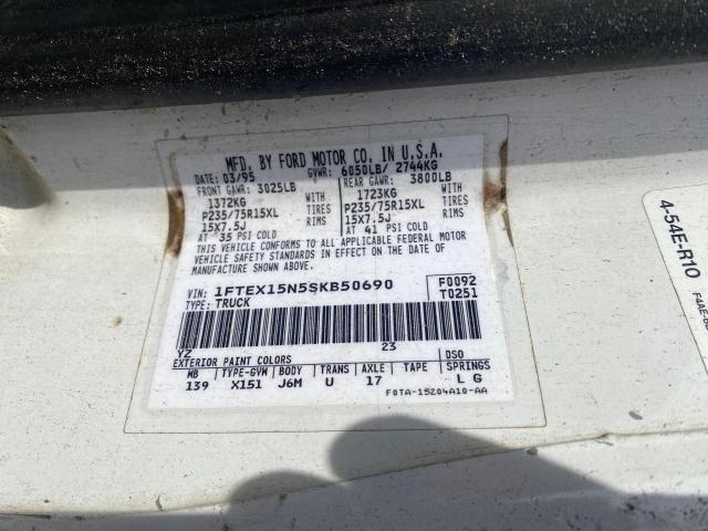 Photo 10 from auction – 1995 FORD F150 with VIN 1FTEX15N5SKB50690