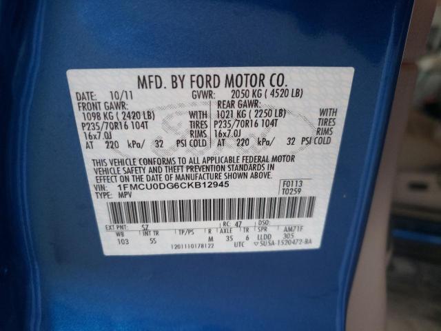 Photo 14 from auction – 2012 FORD ESCAPE XLT with VIN 1FMCU0DG6CKB12945