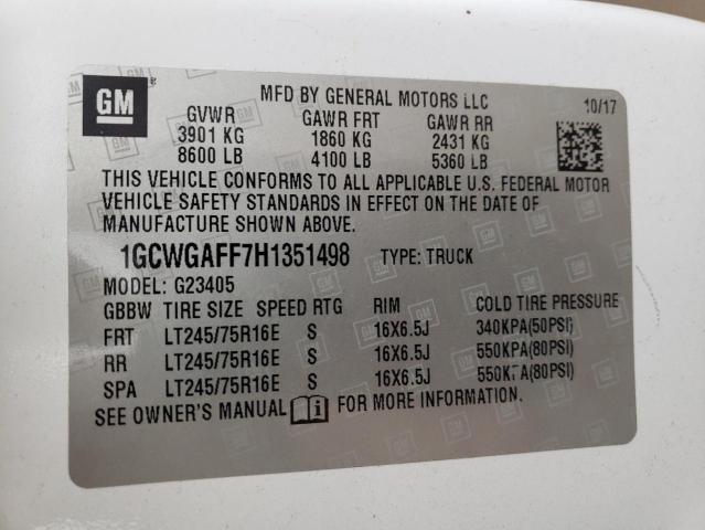 Photo 14 from auction – 2017 CHEVROLET EXPRESS G2 with VIN 1GCWGAFF7H1351498