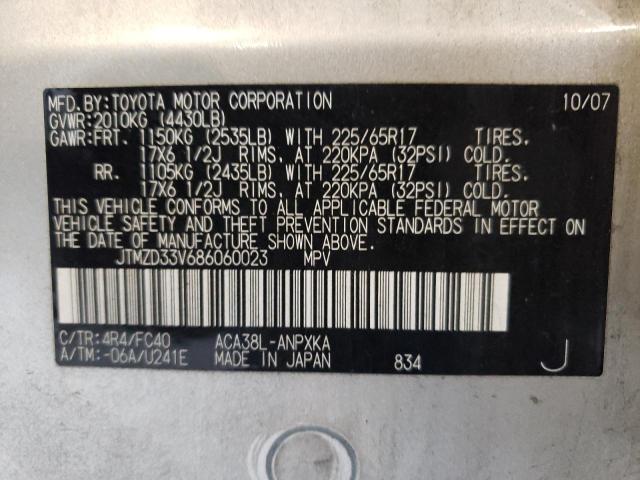 Photo 14 from auction – 2008 TOYOTA RAV4 with VIN JTMZD33V686060023