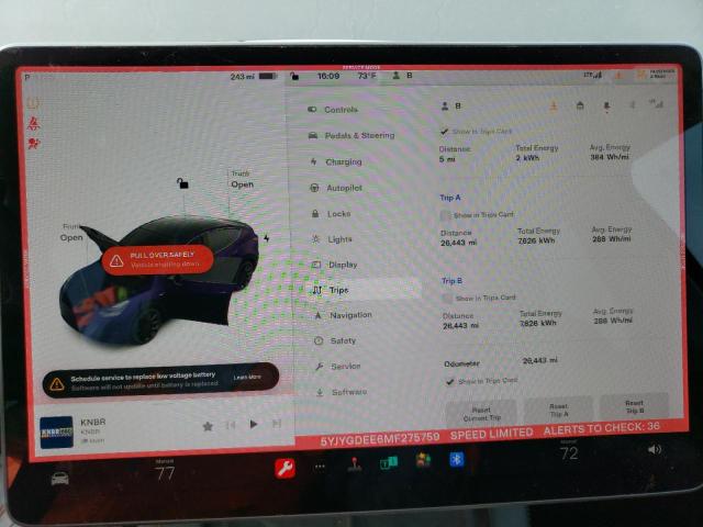 Photo 9 from auction – 2021 TESLA MODEL Y with VIN 5YJYGDEE6MF275759
