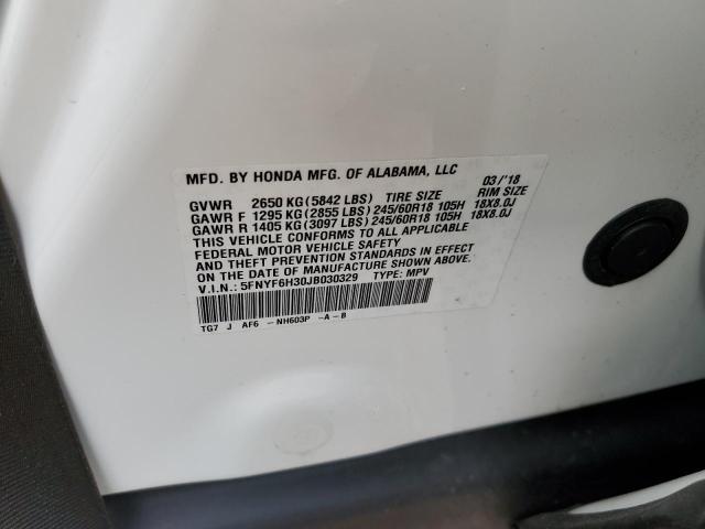 Photo 14 from auction – 2018 HONDA PILOT EX with VIN 5FNYF6H30JB030329
