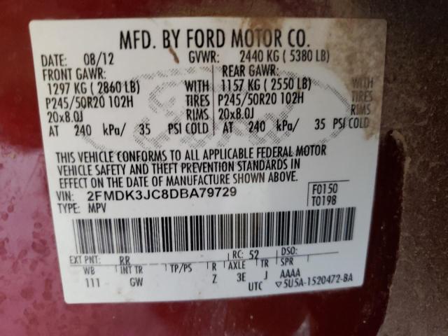 Photo 14 from auction – 2013 FORD EDGE SEL with VIN 2FMDK3JC8DBA79729