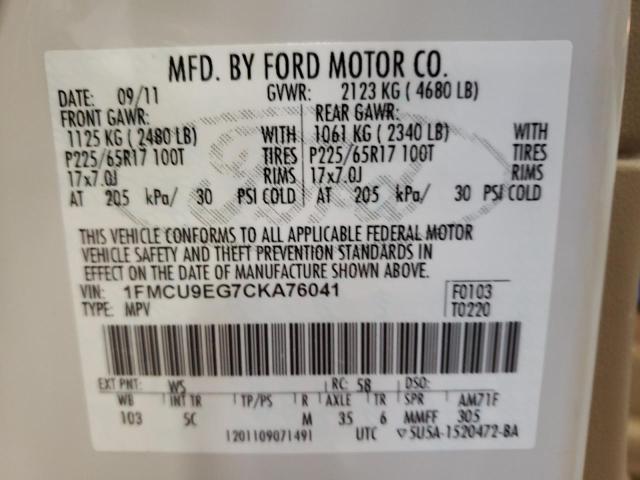 Photo 14 from auction – 2012 FORD ESCAPE LIM with VIN 1FMCU9EG7CKA76041