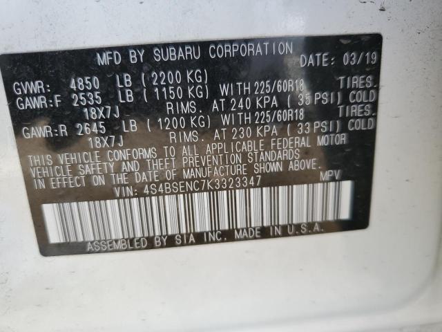 Photo 14 from auction – 2019 SUBARU OUTBACK 3. with VIN 4S4BSENC7K3323347