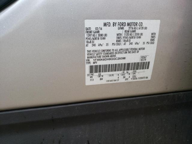 Photo 14 from auction – 2016 FORD EXPLORER X with VIN 1FM5K8DH9GGC29398