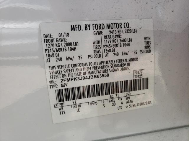 Photo 14 from auction – 2018 FORD EDGE SEL with VIN 2FMPK3J94JBB63558