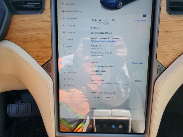 Photo 9 from auction – 2018 TESLA MODEL X with VIN 5YJXCBE22JF111938