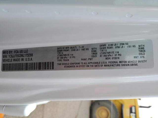 Photo 14 from auction – 2022 JEEP GLADIATOR with VIN 1C6JJTEG3NL173288