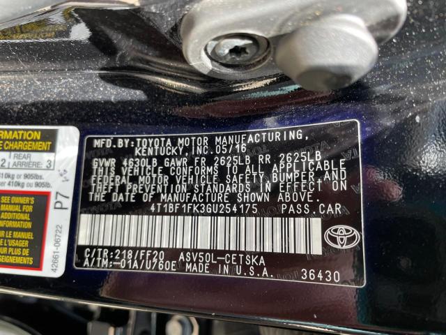 Photo 10 from auction – 2016 TOYOTA CAMRY LE with VIN 4T1BF1FK3GU254175